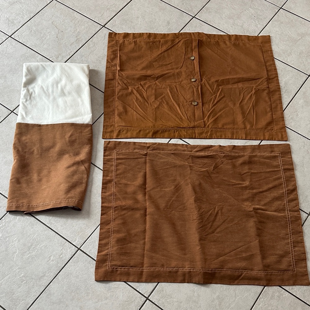 Queen Bedskirt & Matching Shams Vegan Dark Tan Microsuede